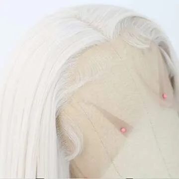 ANDRIA Lace Front Wigs Straight Hair Glueless Lace Wigs Synthetic Long Silk Straight Natural Wig Heat Resistant Fiber Platinum Blonde Colorful Wig With Baby Hair For Black Women 24 Inches