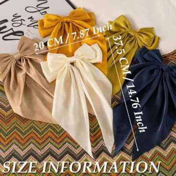 Satin Hair Bows 5 PCS Claw Clip for Women Girls,Premium black Bow-knot Hair Clips for Women Thick Ha...