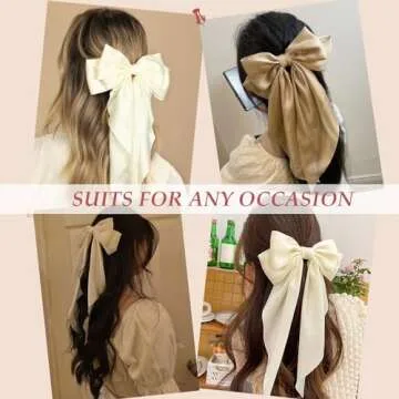 Satin Hair Bows 5 PCS Claw Clip for Women Girls,Premium black Bow-knot Hair Clips for Women Thick Hair & Thin Hair,Big Bows Hair Clips,Nonslip Bows Claw Clips for Women