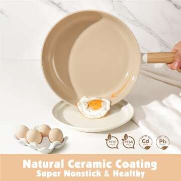 SENSARTE PASCA Ceramic Nonstick Pots and Pans Set 14pcs, Healthy Cookware Set, Non-toxic Induction Kitchen Cooking Set, Dishwasher & Oven Safe, PFAS/PTFE/PFOA Free