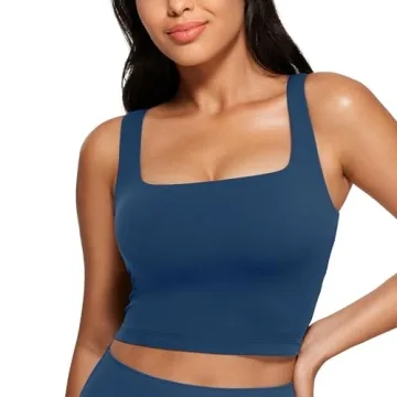 CRZ YOGA Butterluxe Women's Square Neck Longline Sports Bra - Stylish & Comfortable