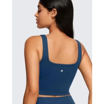 CRZ YOGA Butterluxe Women's Square Neck Longline Sports Bra