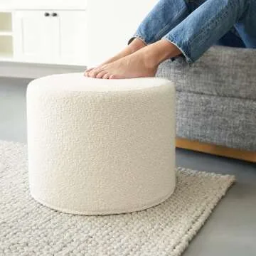 ZICOTO Boucle Pouf Ottoman - Modern Foot Rest Charm