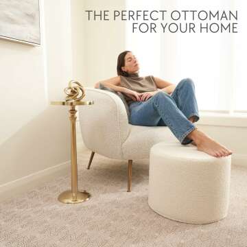 ZICOTO Boucle Pouf Ottoman - Modern Foot Rest Charm