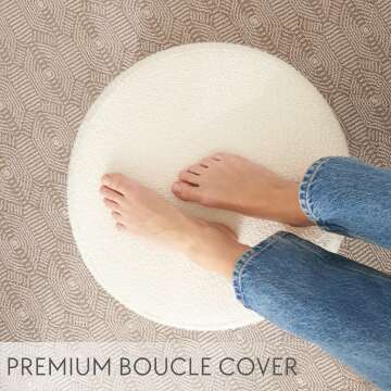 ZICOTO Boucle Pouf Ottoman - Modern Foot Rest Charm