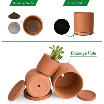 Terracotta Plant Pots - 3 Sizes with Drainage & Saucer