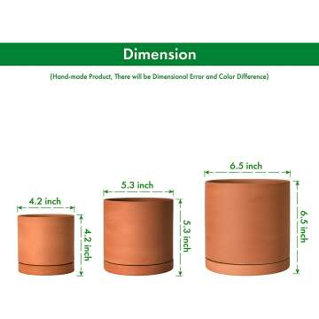 Terracotta Plant Pots - 3 Sizes with Drainage & Saucer