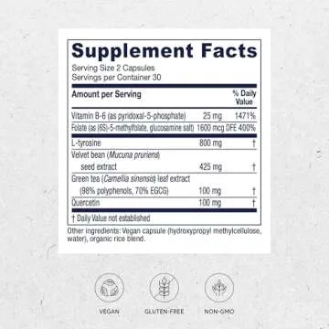 Vitanica Dopamine Assist, Dr Formulated Dopamine Supplement, L-Tyrosine, Mucuna Pruriens Neurotransm...