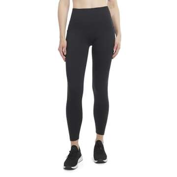 Danskin Women's Satin Stitch High Rise 7/8 Leggings, Black Salt