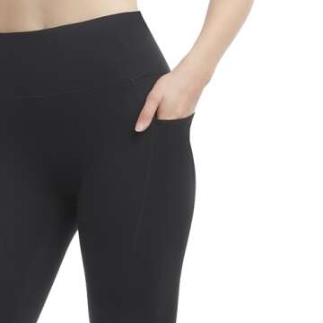 Danskin Women's Satin Stitch High Rise 7/8 Leggings, Black Salt