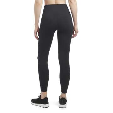 Danskin Women's Satin Stitch High Rise 7/8 Leggings, Black Salt