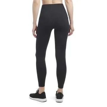 Danskin Women's Satin Stitch High Rise 7/8 Leggings, Black Salt