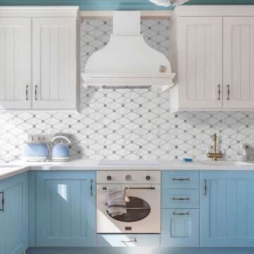 STICKGOO 10 Sheets Peel and Stick Backsplash, White Marble Look PVC Mixed Metal Gold Kitchen Backsplash, Dolomite Stick on Backsplash Mosaic Tile for Fireplace, RV