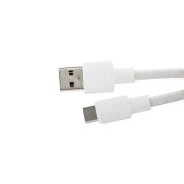 ASCENY Coiled & Double-Sleeved Mechanical Keyboard Cable for Type-C Keyboards - White