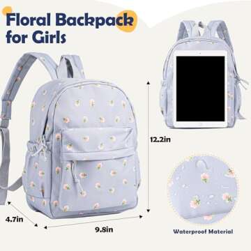 MT WORLD Floral Toddler Backpack - Personalized Daycare Bag for Girls