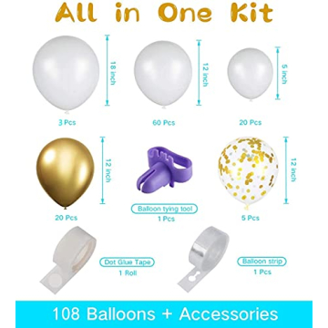 Elegant JOYYPOP White and Gold Balloon Garland Kit