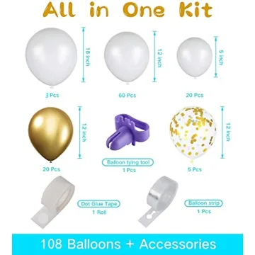 Elegant JOYYPOP White and Gold Balloon Garland Kit
