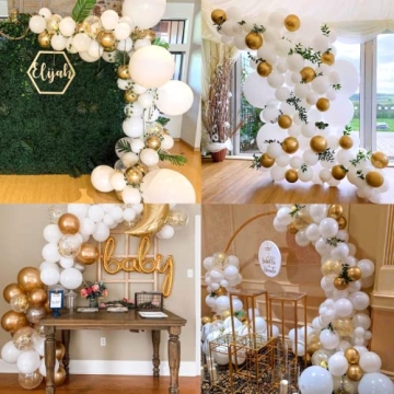 Elegant JOYYPOP White and Gold Balloon Garland Kit