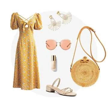 Lefur Round Rattan Bag for Women Handwoven Straw Bag Boho Beach Crossbody Purse with Shoulder Straps Lined Handbag