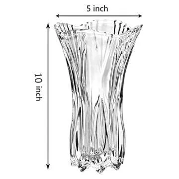 YISHENGRONG Flower Vase Large Size Phoenix Tail Shape Thickened Crystal Glass for Home Decor, Wedding or Gift - 9.5" High x4.5 Wide,with Color Box