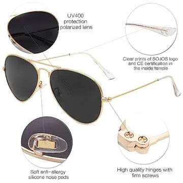 SOJOS Aviator Polarized Sunglasses for Men Women