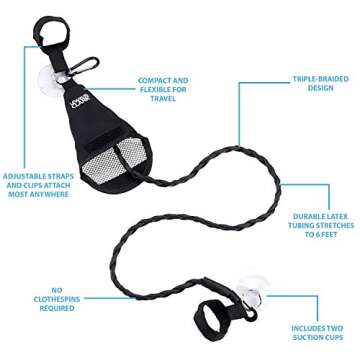 Lewis N. Clark Adjustable Latex Clothesline For Hotel Travel, Camping + Laundry Room, No Safety Pins...