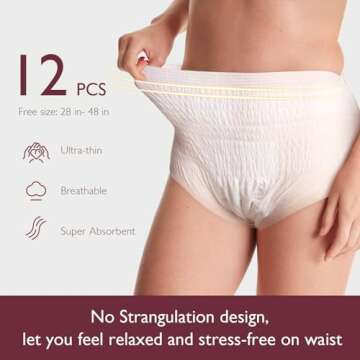 Momcozy Postpartum Disposable Underwear, 12 PCS No Leak New-Thin Built-in Pad Self-Absorbent Free-Mo...