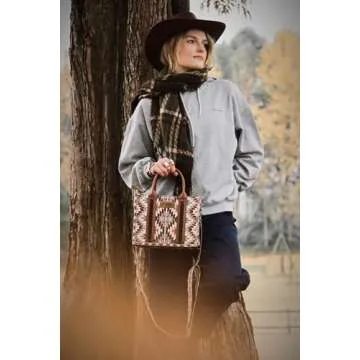 Wrangler Tote Bag for Women Boho Aztec Shoulder Purse Top Handle Stachel Handbag WG2213-8120SBR