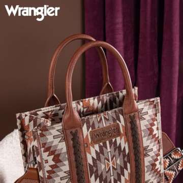 Wrangler Tote Bag for Women Boho Aztec Shoulder Purse Top Handle Stachel Handbag WG2213-8120SBR