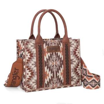 Wrangler Tote Bag for Women Boho Aztec Shoulder Purse Top Handle Stachel Handbag WG2213-8120SBR