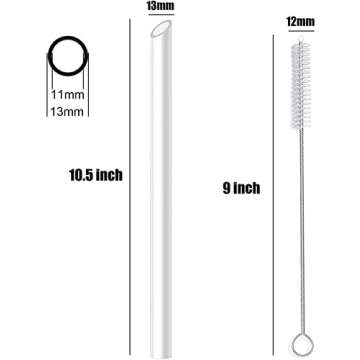 ALINK Reusable Clear Boba Straws, 13 mm x 10.5 in, Jumbo Hard Plastic Smoothie Straws for Bubble Tea...