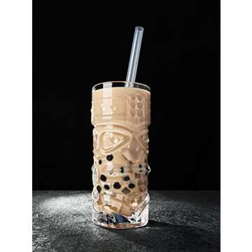 ALINK Reusable Clear Boba Straws, 13 mm x 10.5 in, Jumbo Hard Plastic Smoothie Straws for Bubble Tea, Popping Pearls, Pack of 8 with 2 Cleaning Brush