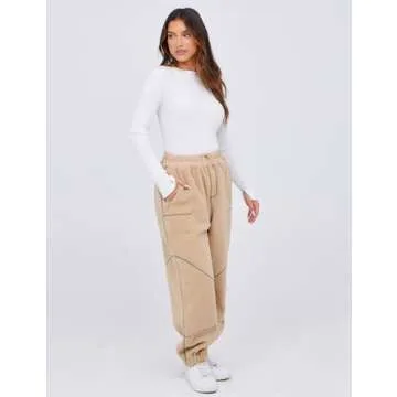 Yeokou Womens Sherpa Fleece Lined Sweatpants Joggers