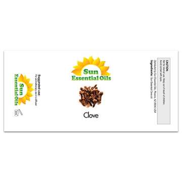 Sun Essential Oils Clove Essential Oil 4 oz with Dropper for Diffuser, Skin & Aromatherapy