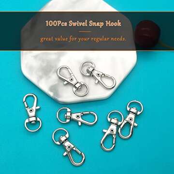 100Pcs Swivel Snap Hook,Stainless Steel Key Chain Clip Hooks Swivel Lanyard Snap Hook Keychain Hooks...