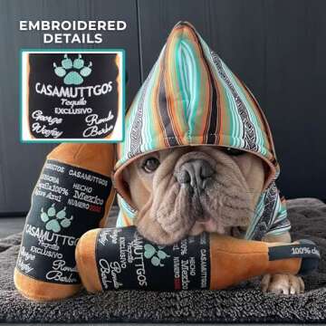 Haute Diggity Casamuttgos Tequila, Plush Designer Dog Toys with Interactive Squeaker, Stimulating Pe...