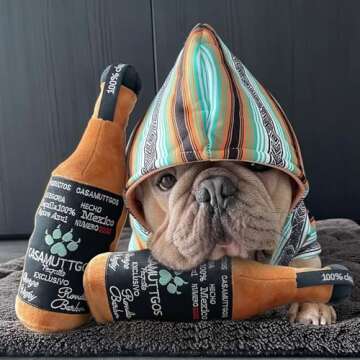 Haute Diggity Casamuttgos Tequila, Plush Designer Dog Toys with Interactive Squeaker, Stimulating Pet Enrichment, Machine-Washable & Safe Materials for All Breeds, One Size