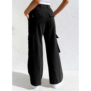 EVALESS Womens Fashion Cargo Pants High Waisted Straight Wide Leg Pants for Women 2024 Trendy Baggy Work Hiking Pants Casual Loose Lounge Trousers with Pockets Size 12