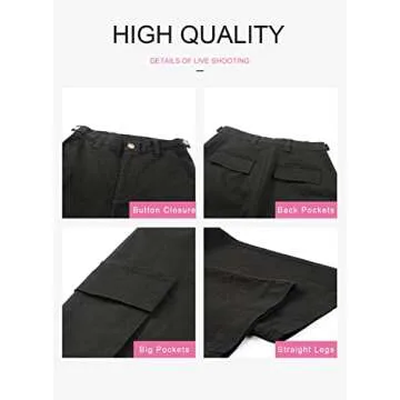 EVALESS Womens Fashion Cargo Pants High Waisted Straight Wide Leg Pants for Women 2024 Trendy Baggy Work Hiking Pants Casual Loose Lounge Trousers with Pockets Size 12