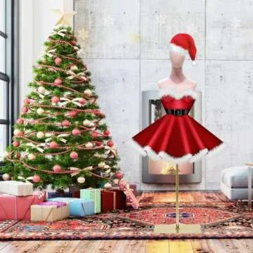 Female Dress Form, Pink Velvet Mannequin Body with Metal Stand, Detachable Dress Form for Retail Clo...