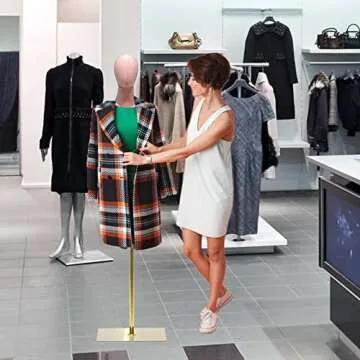 Female Dress Form, Pink Velvet Mannequin Body with Metal Stand, Detachable Dress Form for Retail Clothing Shops, Trade Shows, Online Boutiques, Craft Shows, Jewelry Display, Height Adjustable