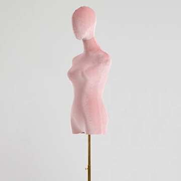 Female Dress Form, Pink Velvet Mannequin Body with Metal Stand, Detachable Dress Form for Retail Clothing Shops, Trade Shows, Online Boutiques, Craft Shows, Jewelry Display, Height Adjustable