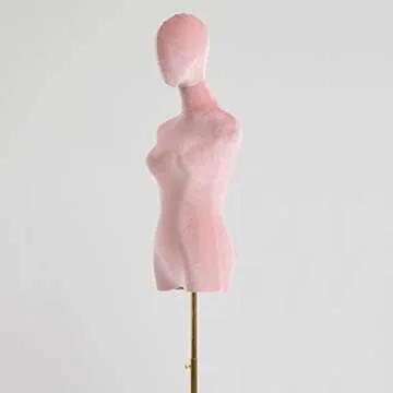 Female Dress Form, Pink Velvet Mannequin Body with Metal Stand, Detachable Dress Form for Retail Clothing Shops, Trade Shows, Online Boutiques, Craft Shows, Jewelry Display, Height Adjustable