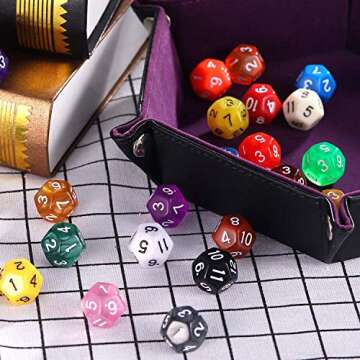 TecUnite 25 Pieces Polyhedral Dice Set with Black Pouch Compatible with RPG MTG and Others with Random Multi Colored Assortment(Novelty)