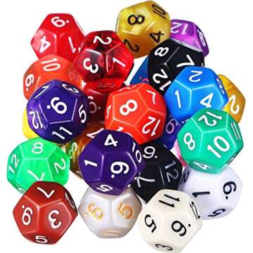 TecUnite 25 Pieces Polyhedral Dice Set with Black Pouch Compatible with RPG MTG and Others with Random Multi Colored Assortment(Novelty)