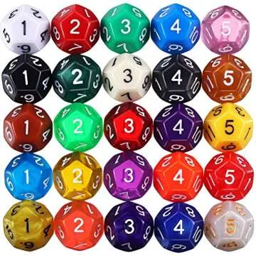 TecUnite 25-Piece Polyhedral Dice Set for RPGs and Math Games