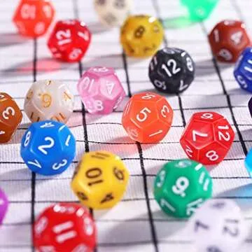 TecUnite 25-Piece Polyhedral Dice Set for RPGs and Math Games