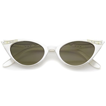 zeroUV 50s Vintage Cat Eye Sunglasses for Women UV400 Embellished with Rhinestones, Pinup Girl & Roc...