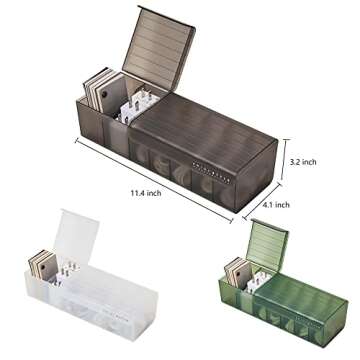 Data Cable Organizer Box Charge Cable Management 7 Compartments Storage Box USB Cord Sorter Small Desk Electronic Accessories Organizer and Storage (Grey)