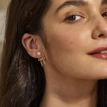 Trendy Dainty Gold Pearl Earrings for Women